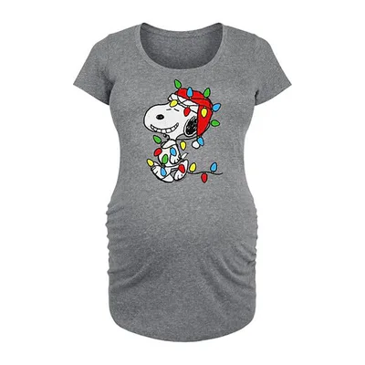 Kohl's Maternity Peanuts Snoopy Xmas Lights Graphic Tee