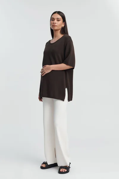 Legoe Heritage Poppy Cotton Knit Tee (Chocolate)