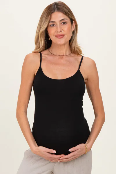 PinkBlush Black Basic Adjustable Strap Maternity Cami