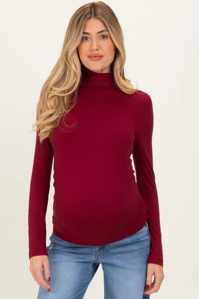 PinkBlush Wine Maternity Mock Neck Top