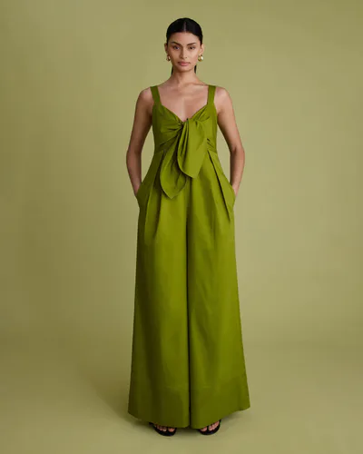 For The Creators Bow Front Green Jumpsuit