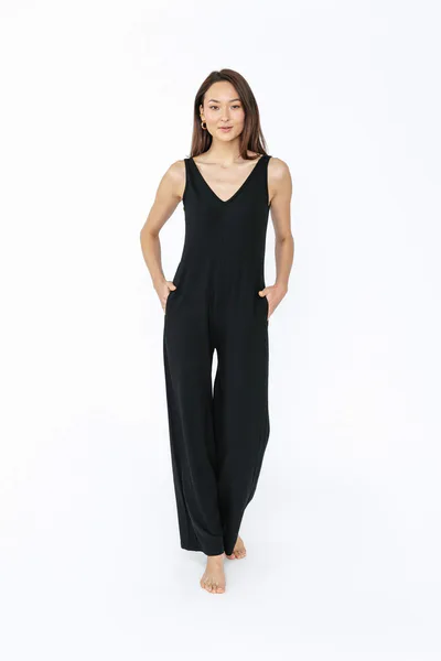 Smash + Tess Tuesday Wide Leg Romper in Midnight Black