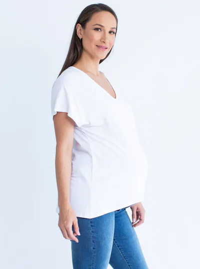 Angel Maternity Maternity Loose Fit Swing Top in White
