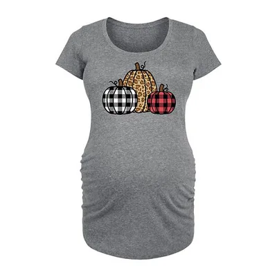 Kohl's Maternity Three Plaid Patterned Pumpkins Graphic Tee