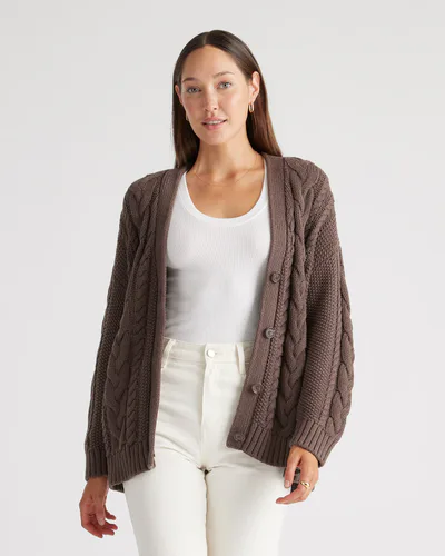 Quince 100% Organic Cotton Oversized Cable Cardigan