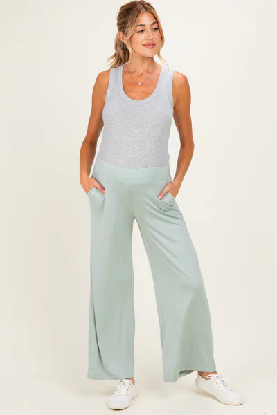 PinkBlush Mint Ankle Wide Leg Maternity Pants