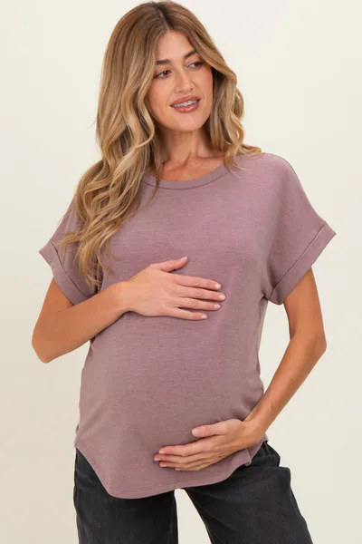 PinkBlush Mauve Cuff Sleeve Maternity Top