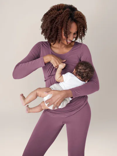 Kindred Bravely Jane Nursing Pajama Set | Burgundy Plum