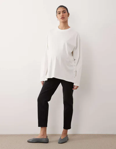 ASOS ONLY Maternity high waist mom jeans in washed black