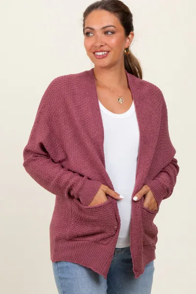 PinkBlush Magenta Pocketed Open Maternity Cardigan