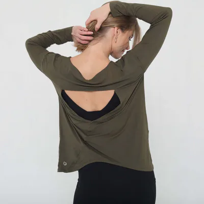 Milk & Baby Hazel Open Back Long Sleeve Nursing Top  | Cactus