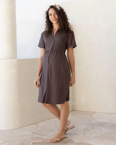 Angel Maternity Poppy Maternity Linen Shirt Dress