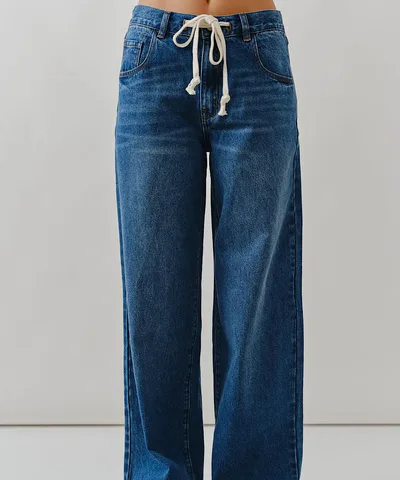 Bump City The Drawstring Waist Bottom Fly Straight Jeans