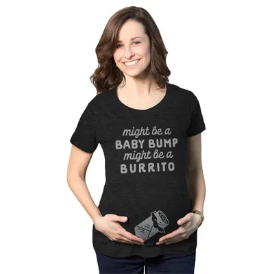Target Maternity Might Be A Bump Might Be A Burrito Pregnancy T Shirt Funny Mexican Food Tee - Crazy Dog Maternity T Shirt For Laughs Black XXL