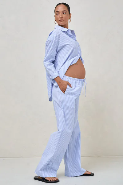 Bae the Label Plot Twist Woven Pant - Blue/White Stripe*