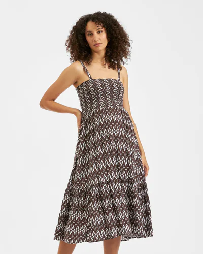 Ripe Maternity Grace Shirred Dress  Chocolate / White