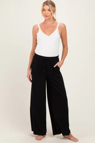PinkBlush Black Drawstring Maternity Lounge Pants