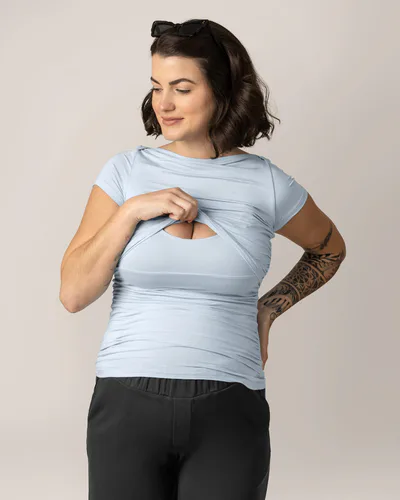 Kindred Bravely Kiera Boat Neck Maternity & Nursing Top | French Blue