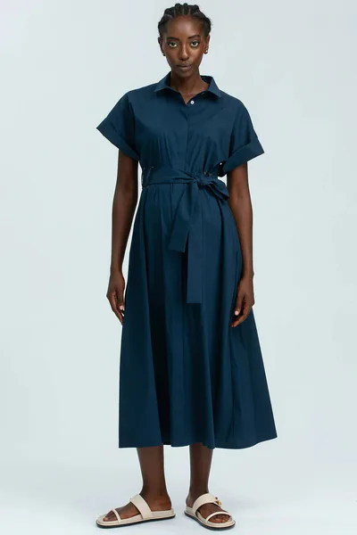For The Creators The ASIA Dark Blue Maternity Shirt Dress