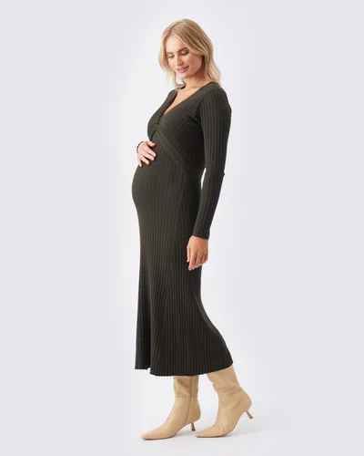 Ingrid & Isabel Ripe Maternity Remi Sweater Knit Nursing Midi Dress