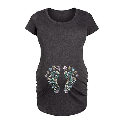 Kohl's Maternity Floral Footprint Belly Graphic Tee