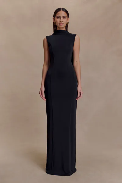 MESHKI Wisteria Slinky Maxi Dress With Scarf