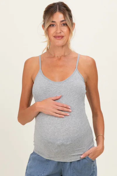 PinkBlush Heather Grey Basic Adjustable Strap Maternity Cami