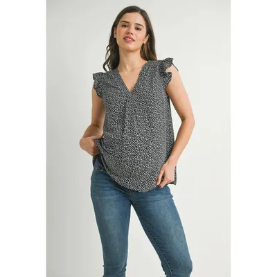 Target Hello Miz Women's V Neck Flutter Cap Sleeve Maternity Top - Black - Medium
