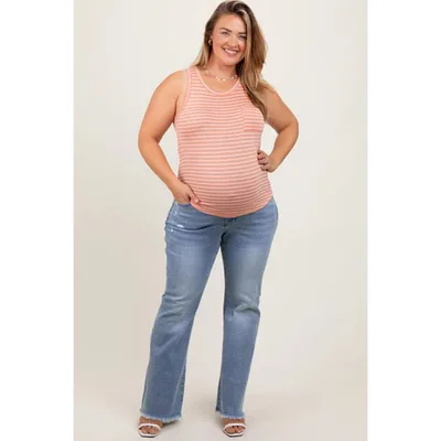 Target Pinkblush Light Blue Distressed Fringe Hem Flare Leg Maternity Plus Jeans 34