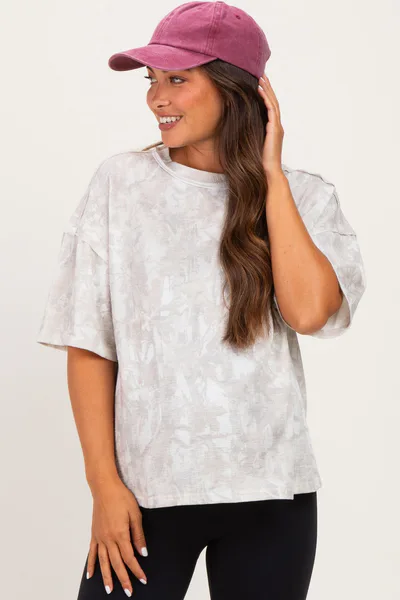 PinkBlush Faded Camo Print Ribbed Loose Fit Maternity Shirt