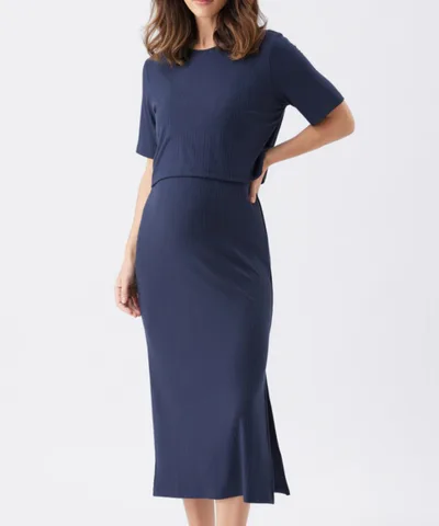 Bump City The Ivy Rib Nursing Dress