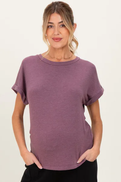 PinkBlush Light Plum French Terry Maternity Top