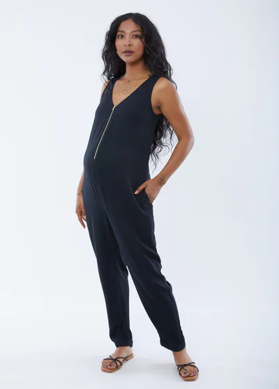 Ingrid & Isabel Sleeveless Zip Front Maternity Jumpsuit