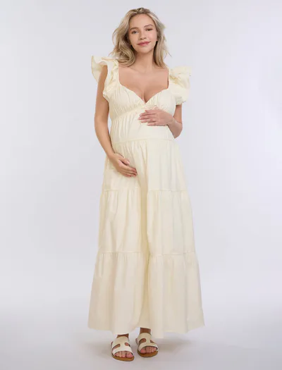 Motherhood Maternity Empire Ruffle Sleeve Maxi Dress