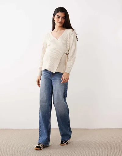 ASOS wrap cardigan in oatmeal