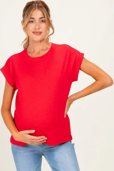 PinkBlush Ruby Rolled Short Sleeve Maternity Tee