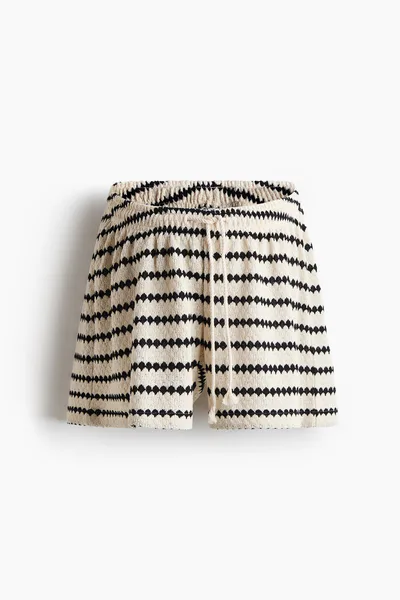H&M MAMA Pointelle-Knit Drawstring Shorts