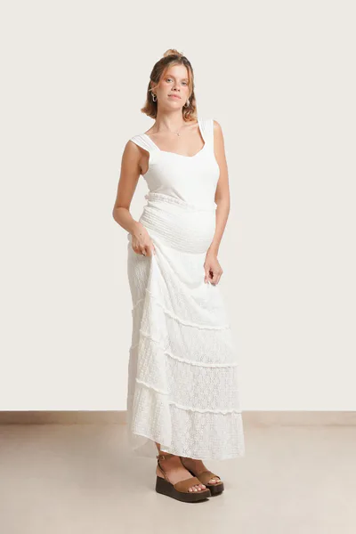 NOM Maternity Florence Stretch Lace Maxi Skirt