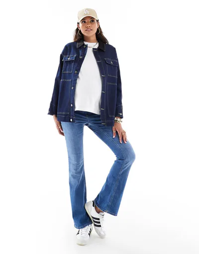 ASOS ONLY Maternity flare jeans in mid blue