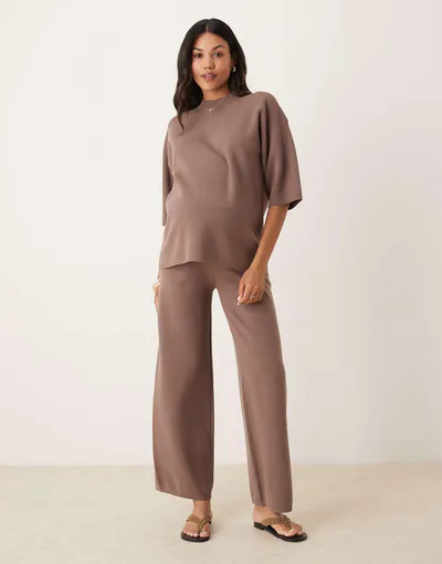 ASOS knit structured pants in mocha - part of a set