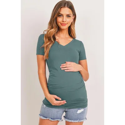 Target Hello Miz Maternity Fitted V-Neck Ruched Side T-Shirt - Sea Blue - X Large