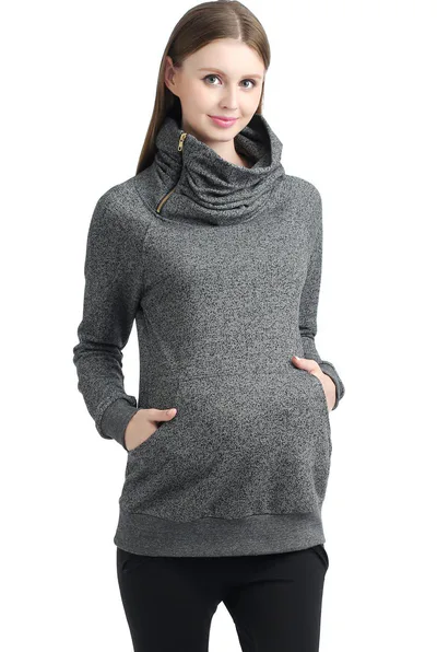 Kimi + Kai Kimi + Kai Maternity "Thea" Zip Collar Sweatshirt