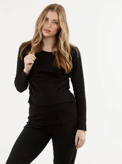 Angel Maternity Essential Black Long Sleeve Maternity T-shirt