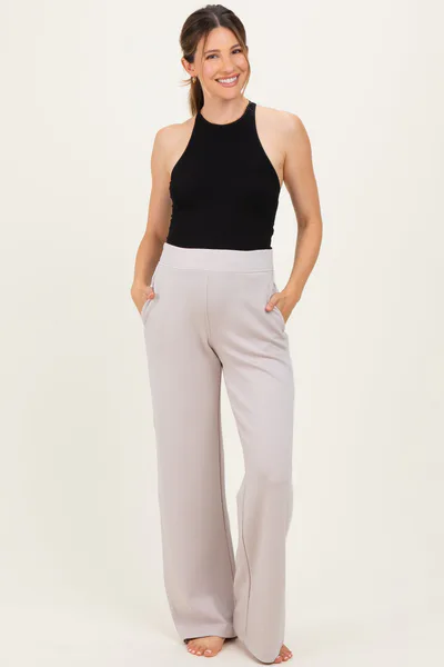 PinkBlush Beige Stripe Detail Maternity Lounge Pants