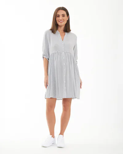 Ripe Maternity Sam Stripe Dress  Slate / White