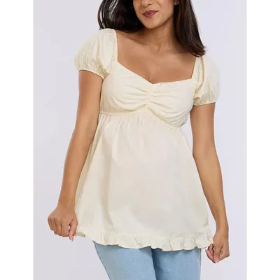 Target Women's Off the Shoulder Short Sleeve Babydoll Maternity Top - Winter White - Size: X Small - Motherhood Maternity