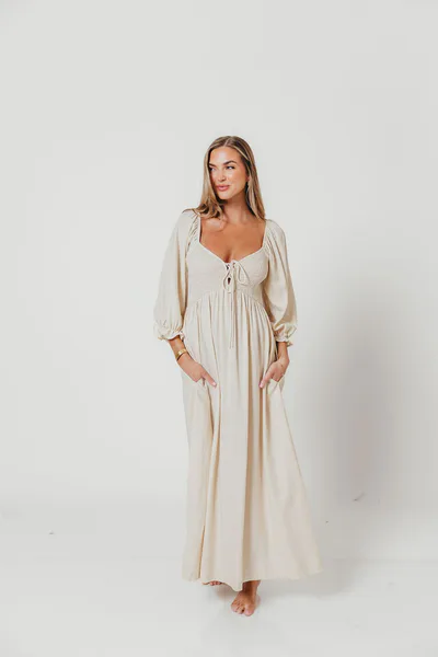 Worth Collective Cecilia Maxi Dress in Linen Blend - Bump Friendly *5/8 PRE-ORDER*