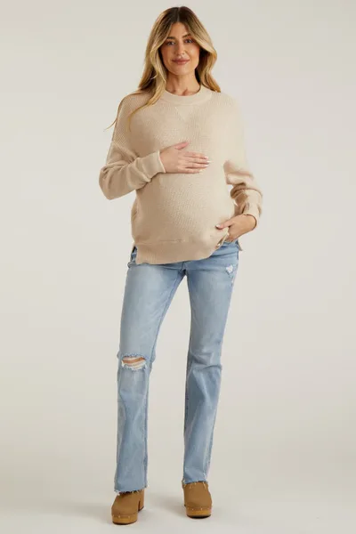 PinkBlush Light Blue Distressed Bootcut Maternity Jeans