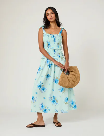 For The Creators Andrea Blue Midi Maternity Dress