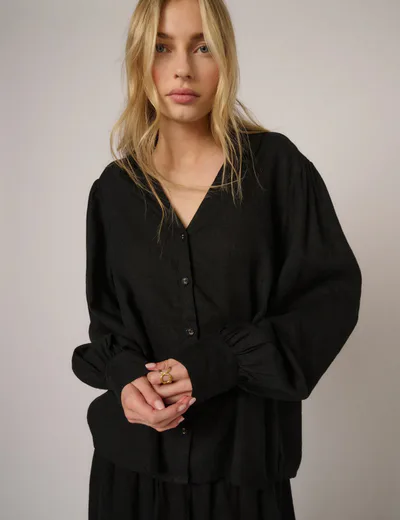 For The Creators Bette Black Button Through Blouse